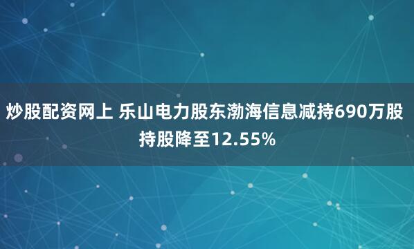 炒股配资网上 乐山电力股东渤海信息减持690万股 持股降至12.55%