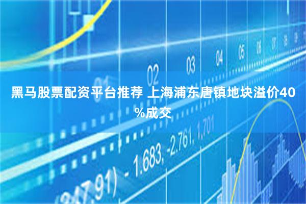 黑马股票配资平台推荐 上海浦东唐镇地块溢价40%成交